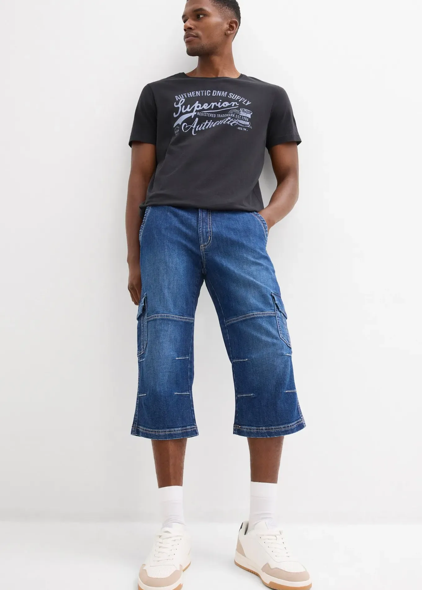 Jean cargo 3/4 regular droit