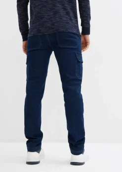 Jean cargo avec doublure thermique en flanelle et taille élastiquée, droit