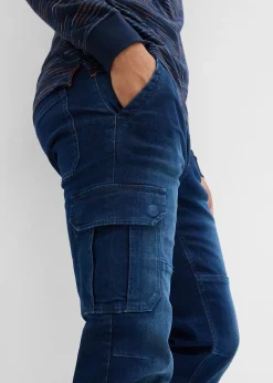 Jean cargo avec doublure thermique en flanelle et taille élastiquée, droit