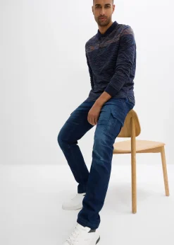 Jean cargo avec doublure thermique en flanelle et taille élastiquée, droit