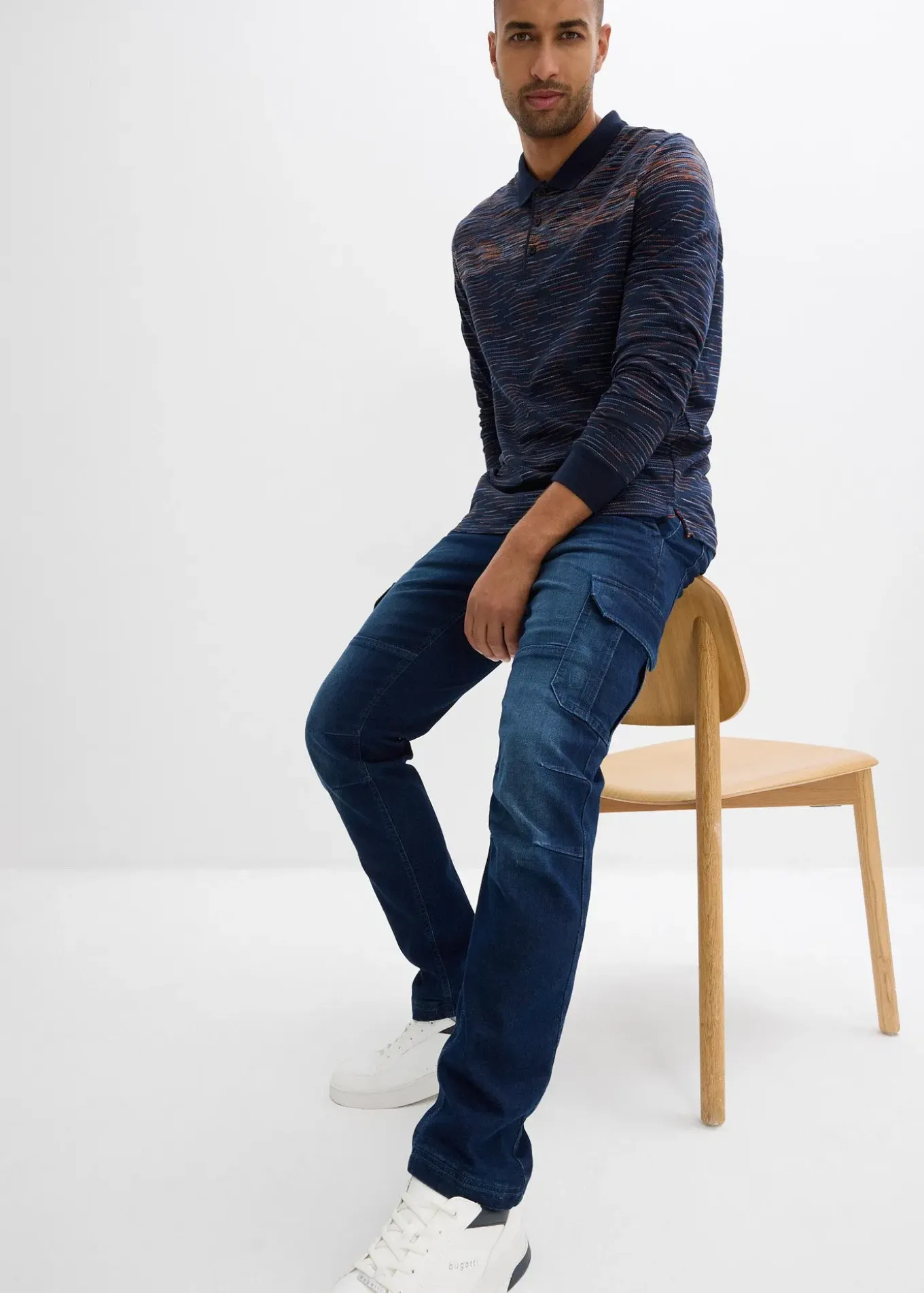 Jean cargo avec doublure thermique en flanelle et taille élastiquée, droit