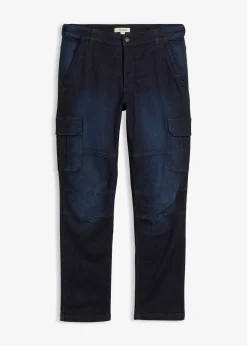 Jean cargo avec doublure thermique en flanelle et taille élastiquée, droit