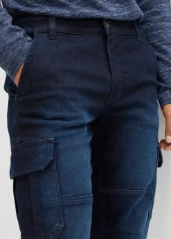 Jean cargo avec doublure thermique en flanelle et taille élastiquée, droit