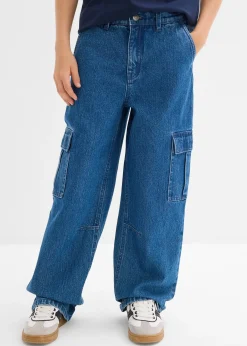 Jean cargo droit et loose, taille réglable