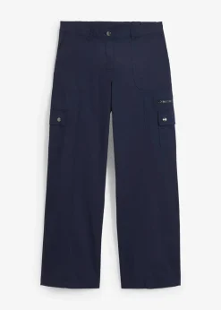 Jean cargo en coton, taille mi-haute