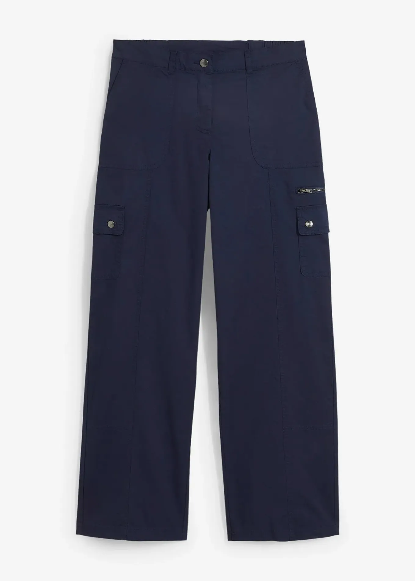 Jean cargo en coton, taille mi-haute