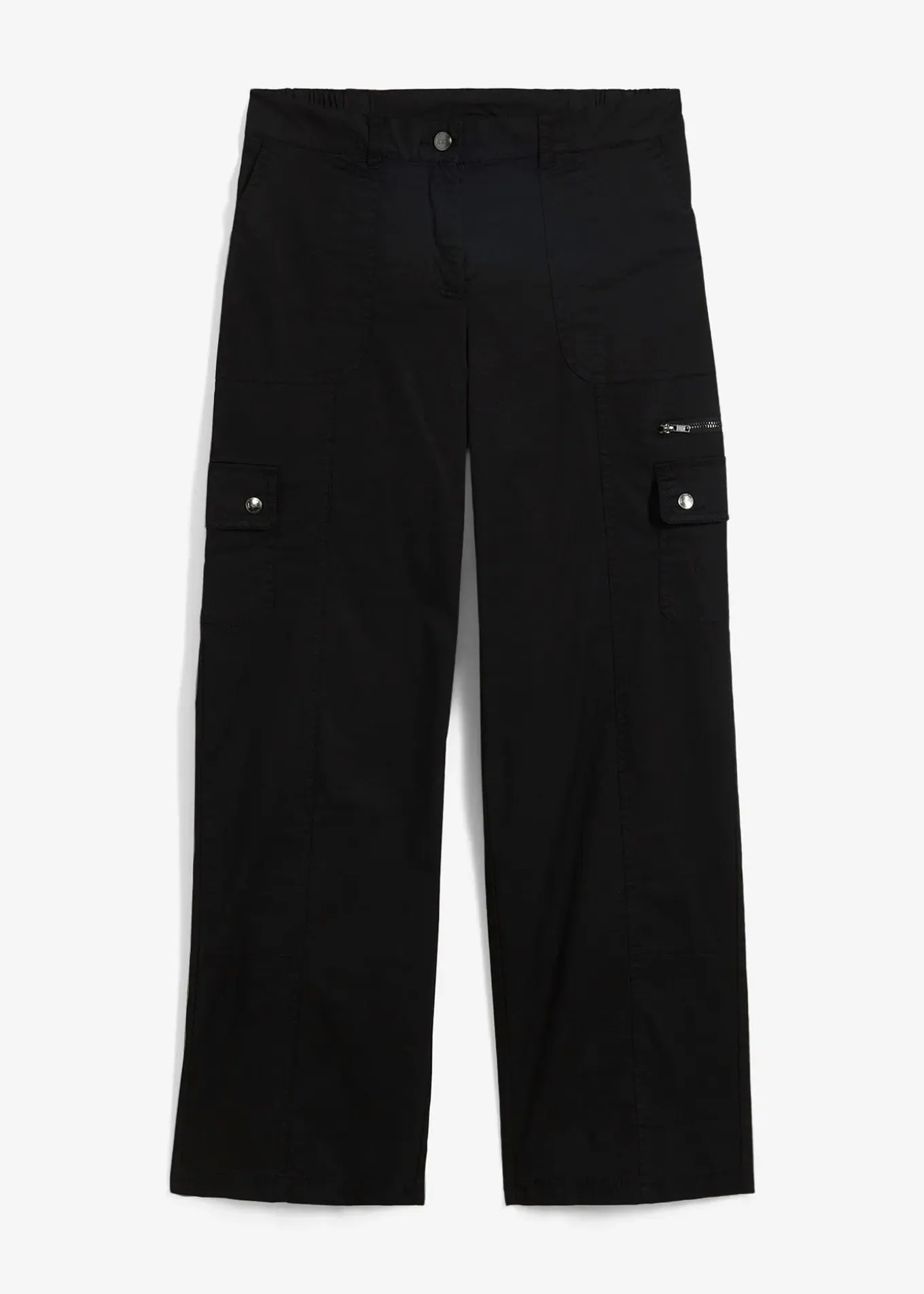 Jean cargo en coton, taille mi-haute