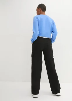 Jean cargo en coton, taille mi-haute