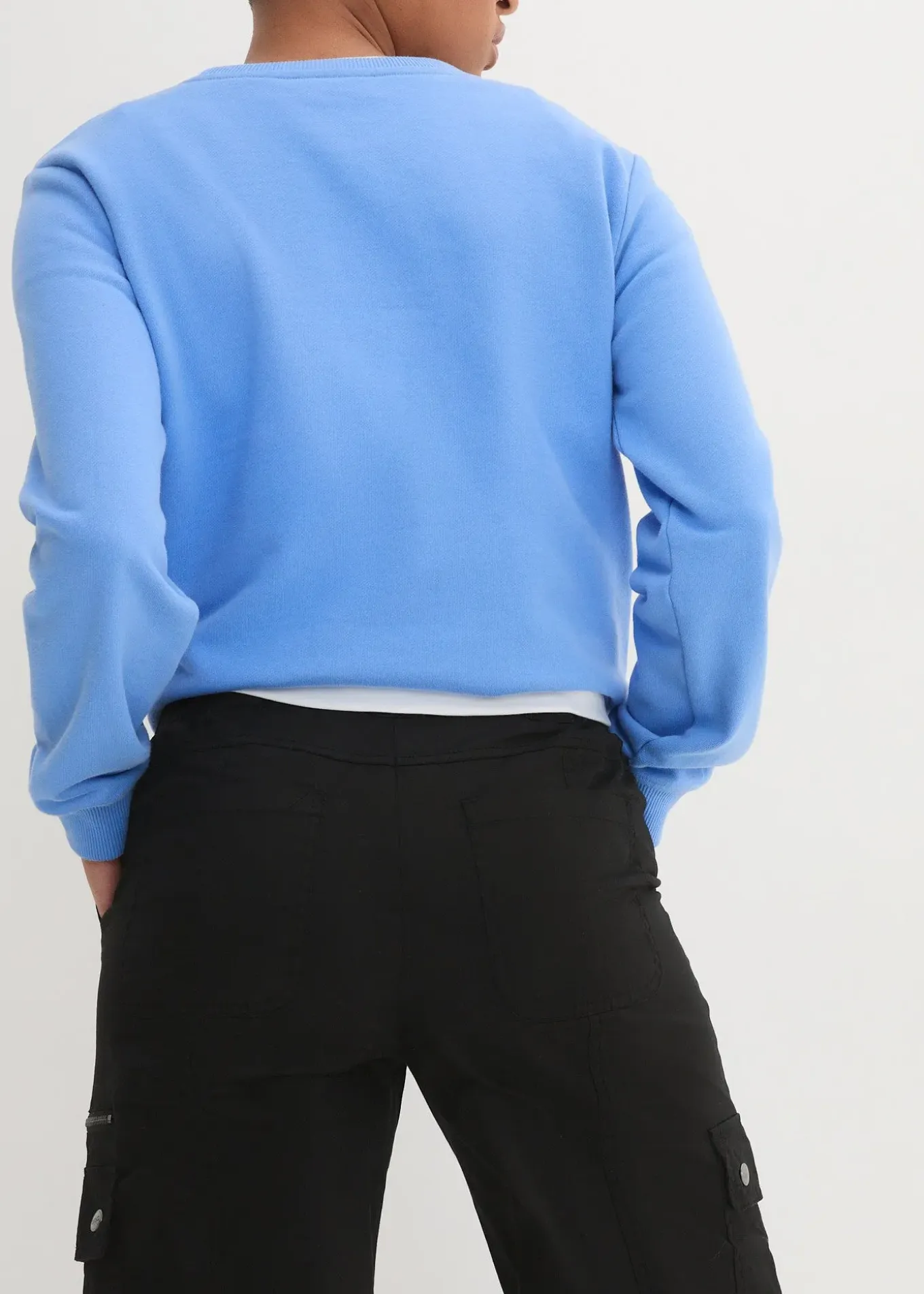 Jean cargo en coton, taille mi-haute