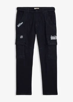 Jean cargo extensible loose taille élastiquée, droit