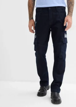 Jean cargo extensible loose taille élastiquée, droit