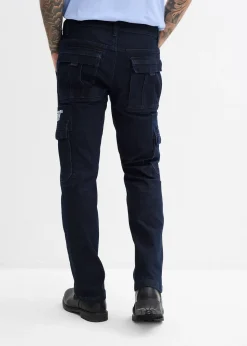 Jean cargo extensible loose taille élastiquée, droit
