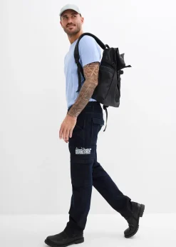 Jean cargo extensible loose taille élastiquée, droit