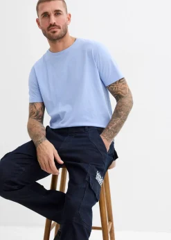 Jean cargo extensible loose taille élastiquée, droit