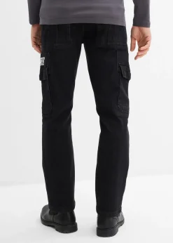 Jean cargo extensible loose taille élastiquée, droit
