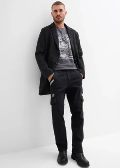 Jean cargo extensible loose taille élastiquée, droit