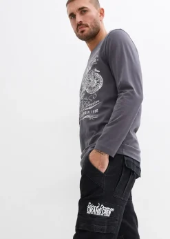 Jean cargo extensible loose taille élastiquée, droit