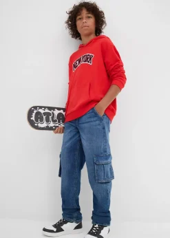 Jean cargo loose, doublure chaude en jersey, fuselé