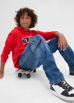 Jean cargo loose, doublure chaude en jersey, fuselé