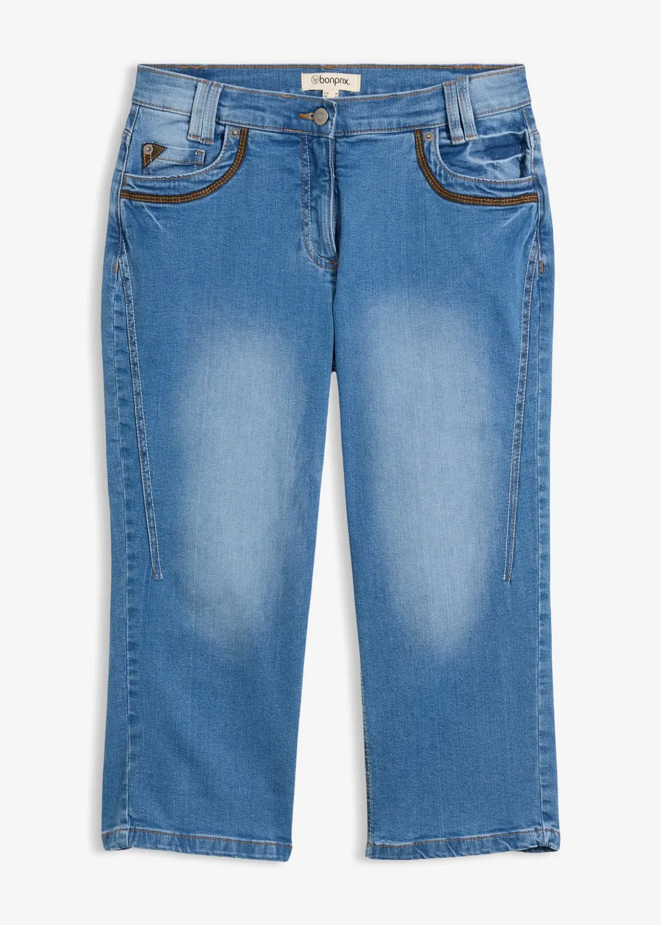 Jean corsaire slim, taille mi-haute