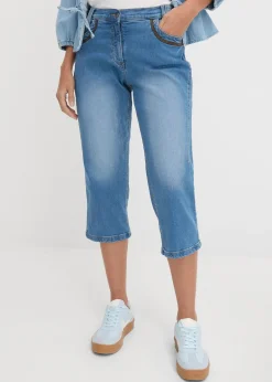 Jean corsaire slim, taille mi-haute