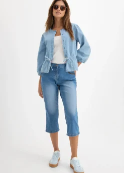 Jean corsaire slim, taille mi-haute