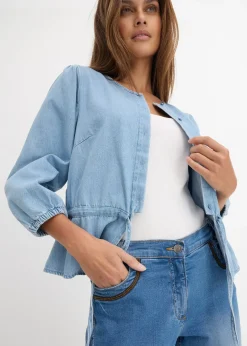 Jean corsaire slim, taille mi-haute