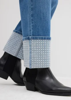 Jean droit à revers, taille haute