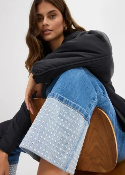 Jean droit à revers, taille haute