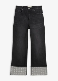 Jean droit à revers, taille haute