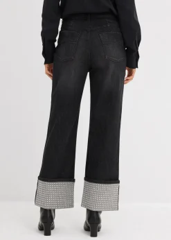 Jean droit à revers, taille haute