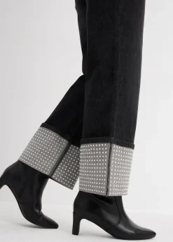 Jean droit à revers, taille haute