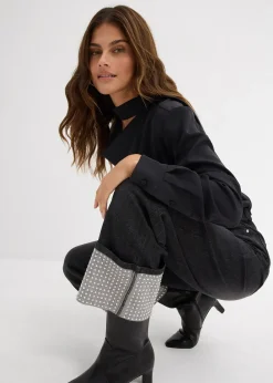 Jean droit à revers, taille haute