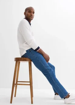 Jean droit classique, taille élastiquée