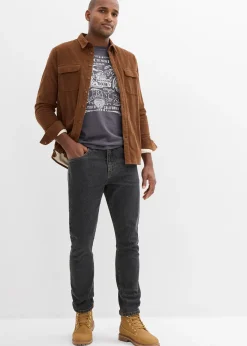 Jean droit classique, taille élastiquée