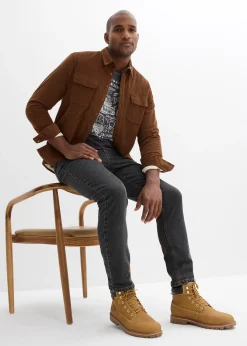 Jean droit classique, taille élastiquée