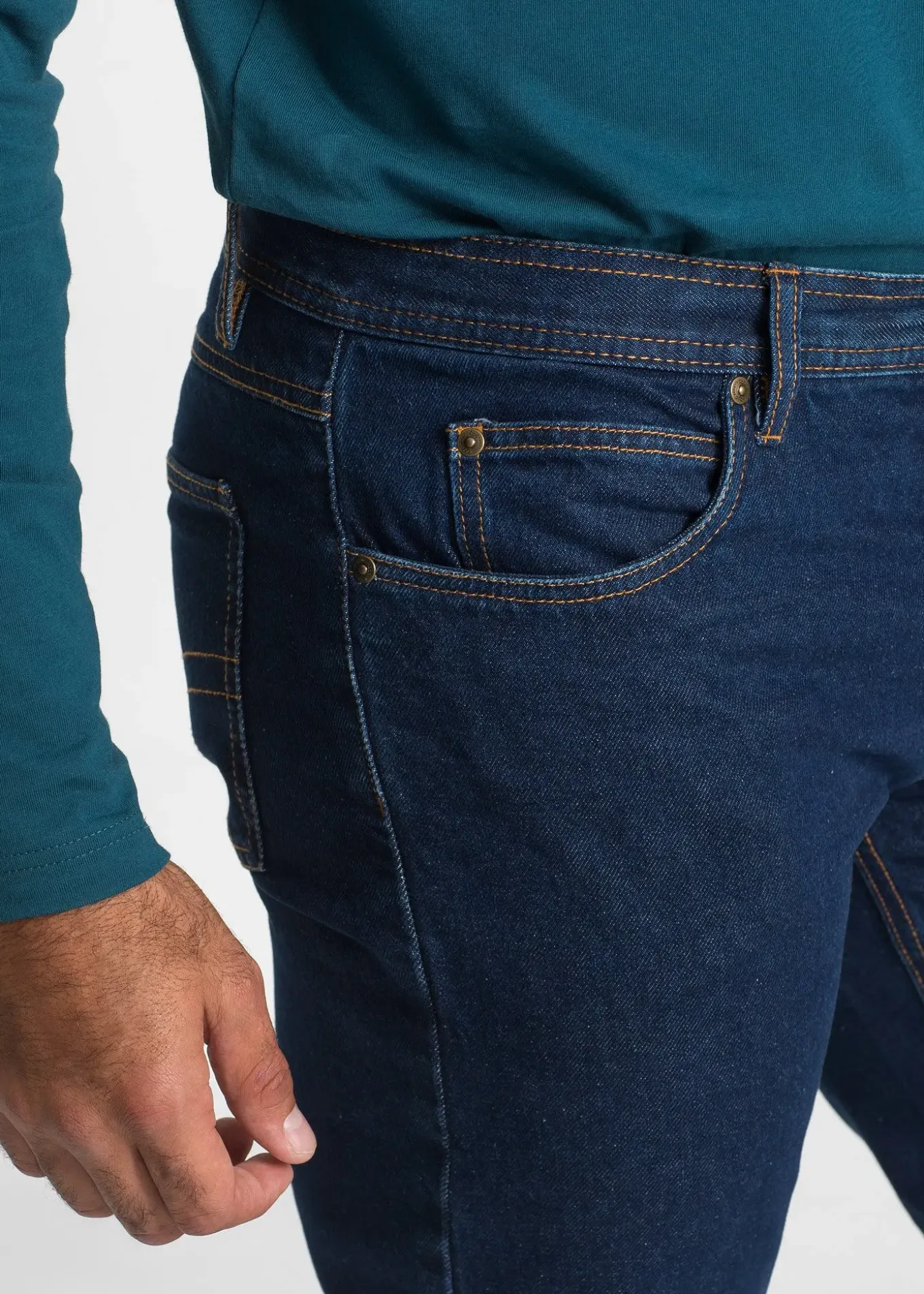 Jean droit, coupe classique, doublure chaude en flanelle