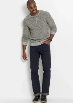 Jean droit, coupe classique, doublure chaude en flanelle