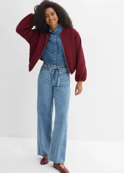 Jean droit et loose, taille mi-haute, coton