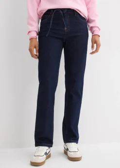 Jean droit et loose, taille mi-haute