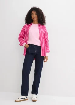 Jean droit et loose, taille mi-haute