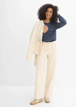 Jean droit et loose, taille mi-haute, coton