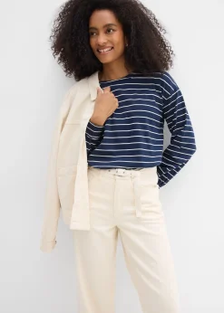 Jean droit et loose, taille mi-haute, coton