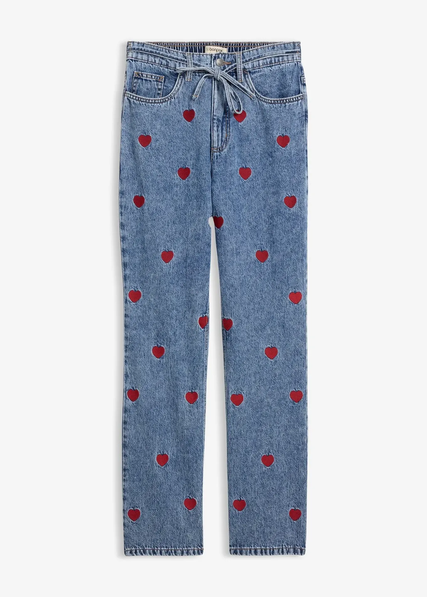 Jean droit et loose, taille haute, coton