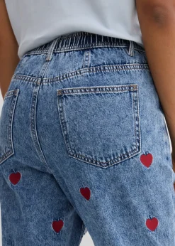 Jean droit et loose, taille haute, coton