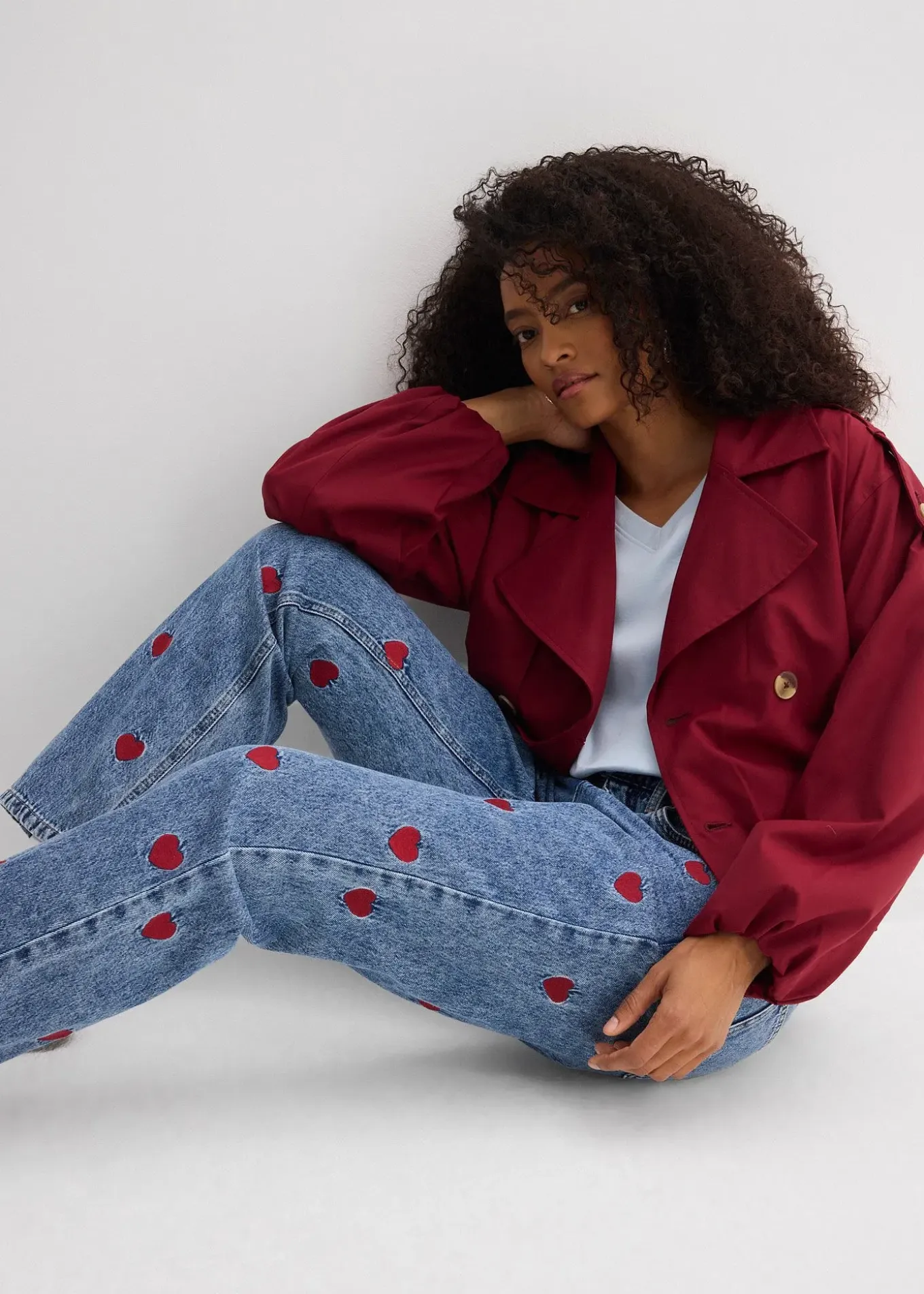 Jean droit et loose, taille haute, coton