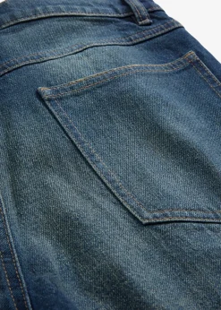 Jean droit et loose, taille haute, peu extensible