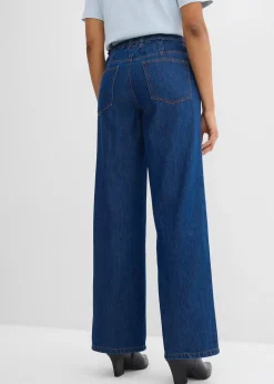 Jean droit et loose, taille mi-haute, coton