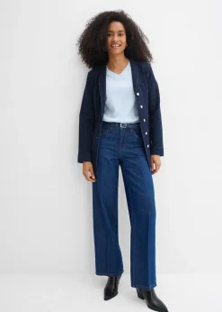 Jean droit et loose, taille mi-haute, coton