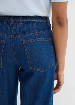 Jean droit et loose, taille mi-haute, coton